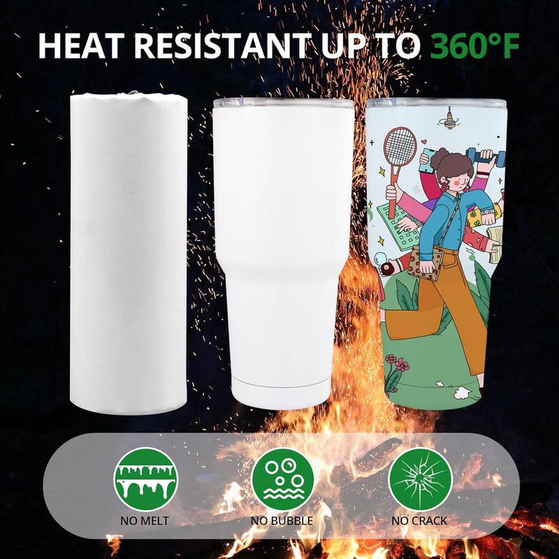 HTVRONT Shrink Wrap for Sublimation Tumblers 8 X 12 Inch - 60PCS Sublimation Shrink Wrap Sleeves, Heat-Resistant Tumbler Shrink Wrap Film - Image 2